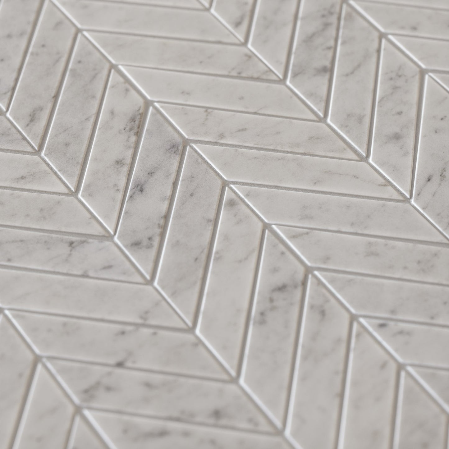 Labello Chevron Carrara Marble Mosaic Wall or Floor Tile