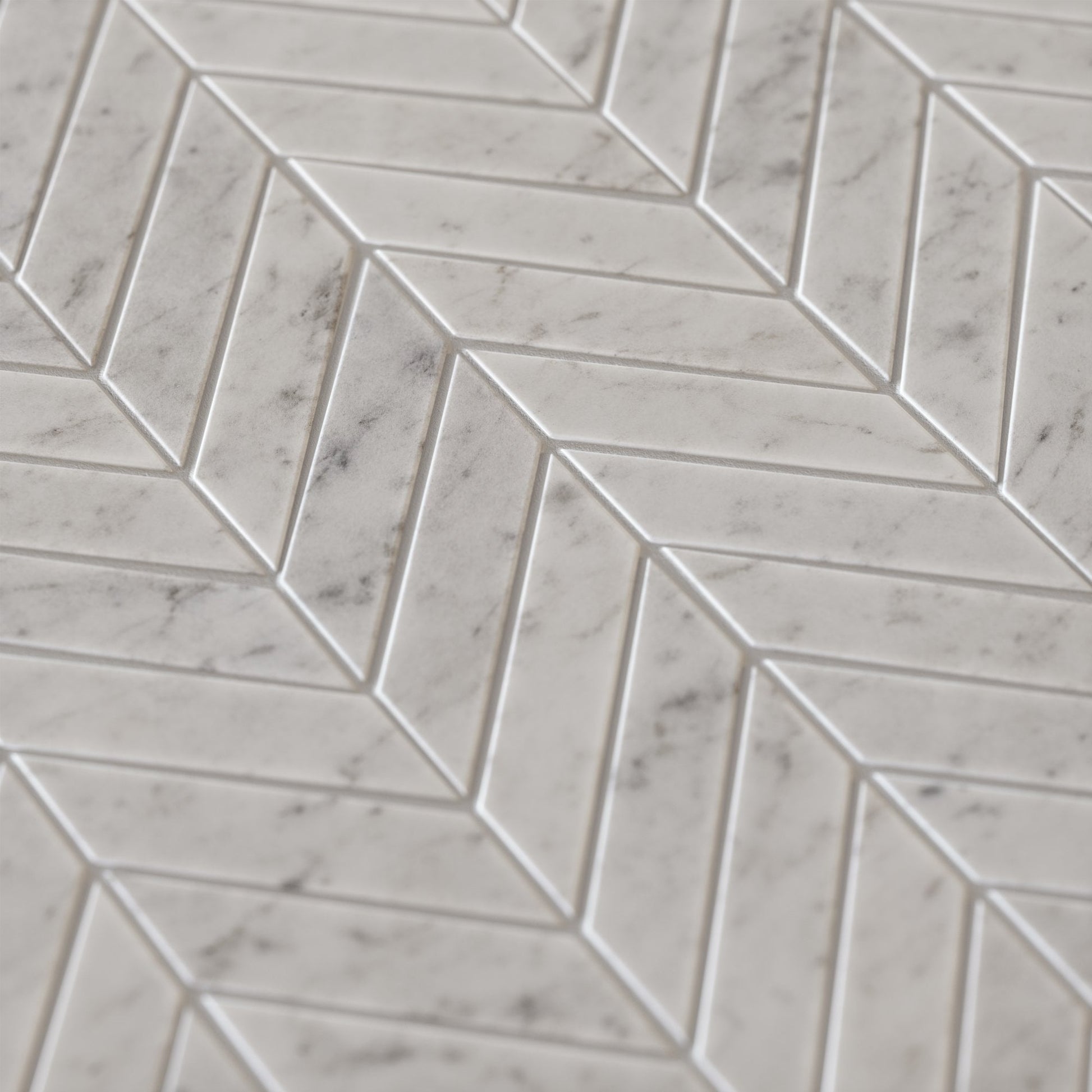 Labello Chevron Carrara Marble Mosaic Wall or Floor Tile