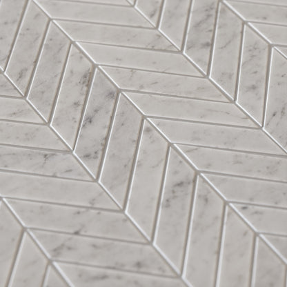 Labello Chevron Carrara Marble Mosaic Wall or Floor Tile