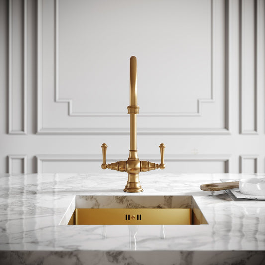 Lambeth Single Hole Traditional Kitchen Tap Brushed Gold