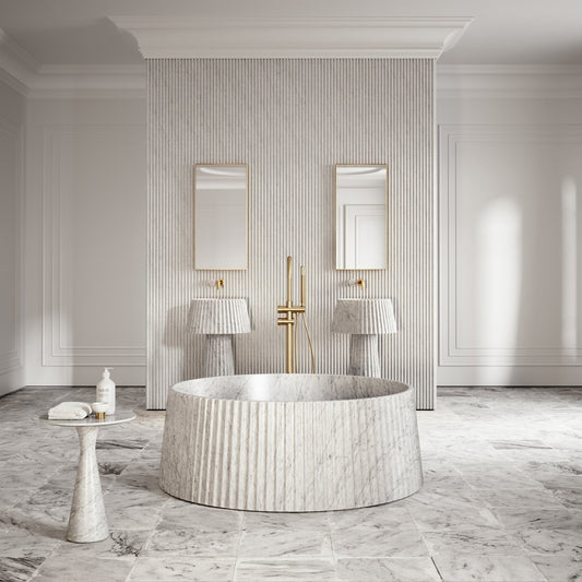 Lamp Carrara Marble Freestanding Bath 1350mm