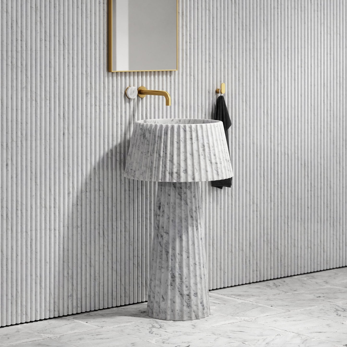 Lamp Carrara Marble Pedestal Basin 500mm
