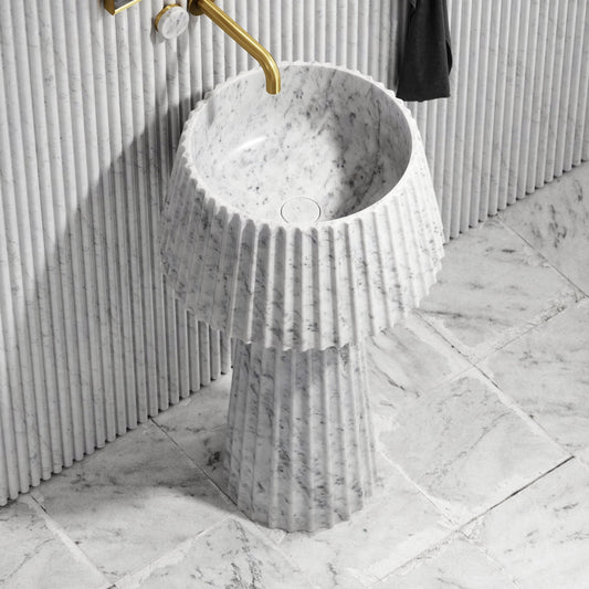 Lamp Carrara Marble Pedestal Basin 500mm