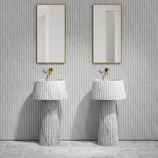 Lamp Carrara Marble Pedestal Basin 500mm