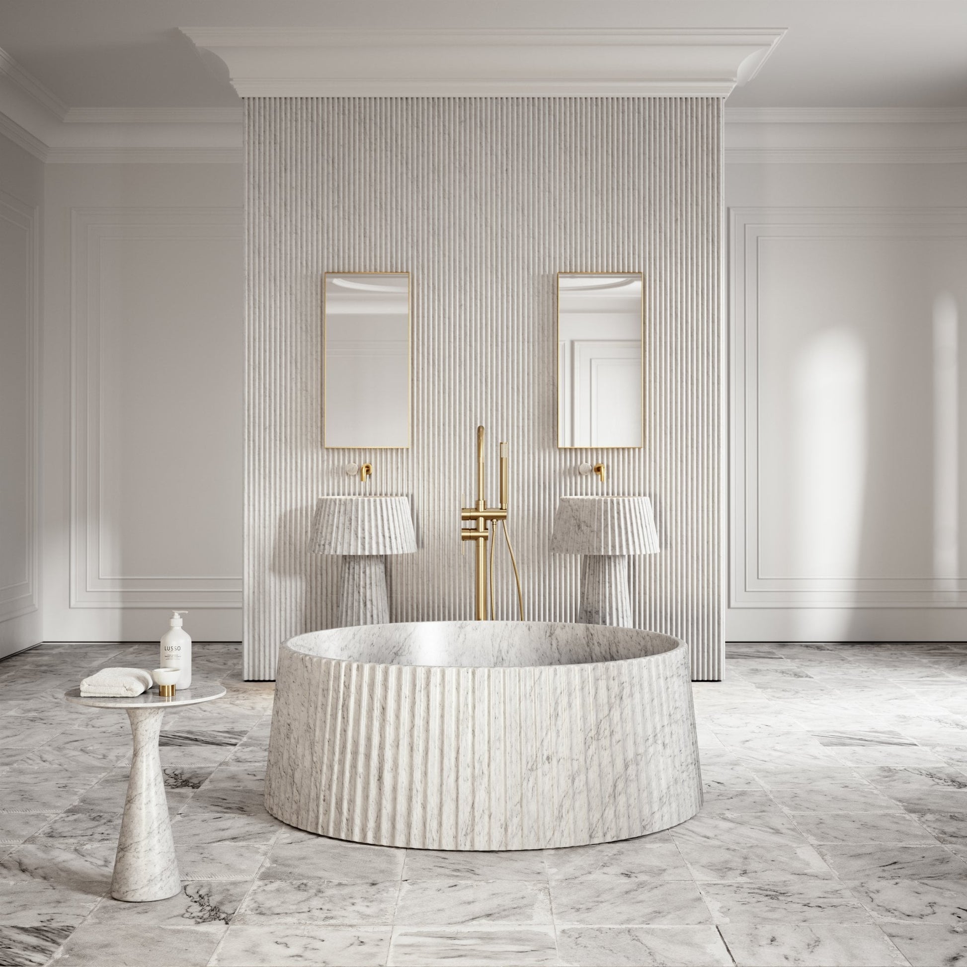 Lamp Carrara Marble Pedestal Basin 500mm