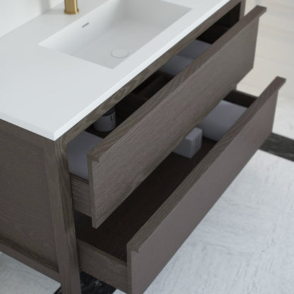 Langham Grey Oak Vanity Unit with Stone Basin 1200mm