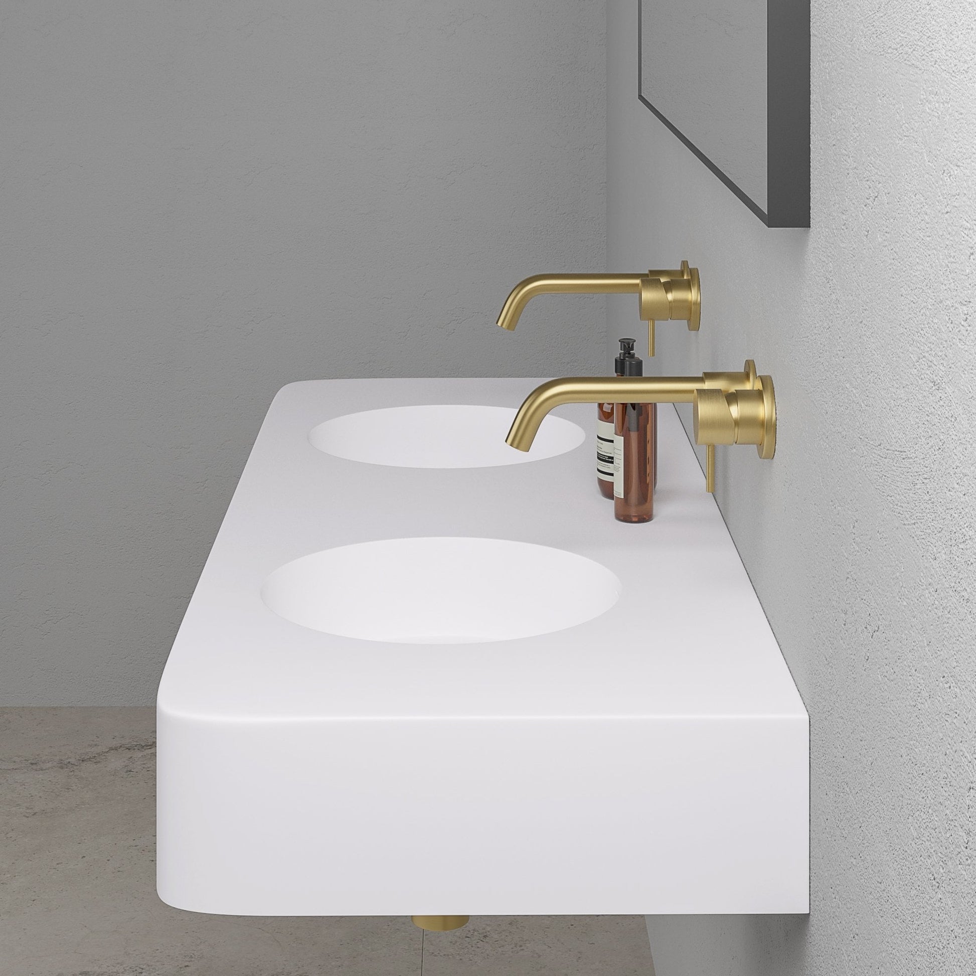 Lanosa Wall Hung Double Stone Basin 1200mm