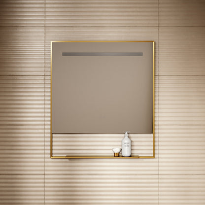 Levante Brushed Gold Mirror With Natural White LED light and Demister 800mm