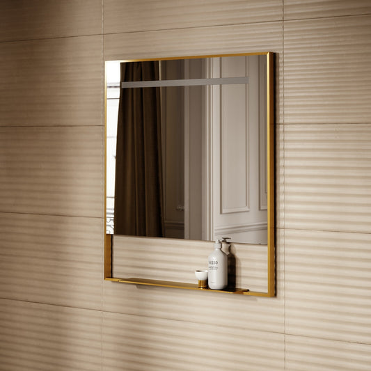 Levante Brushed Gold Mirror With Natural White LED light and Demister 800mm