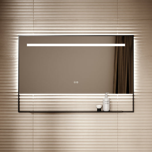 Levante Matte Black Mirror With Natural White LED light and Demister 1200mm