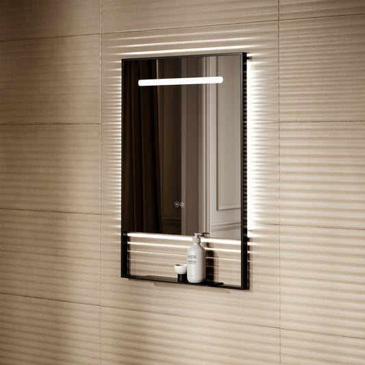 Levante Matte Black Mirror With Natural White LED light and Demister 600mm