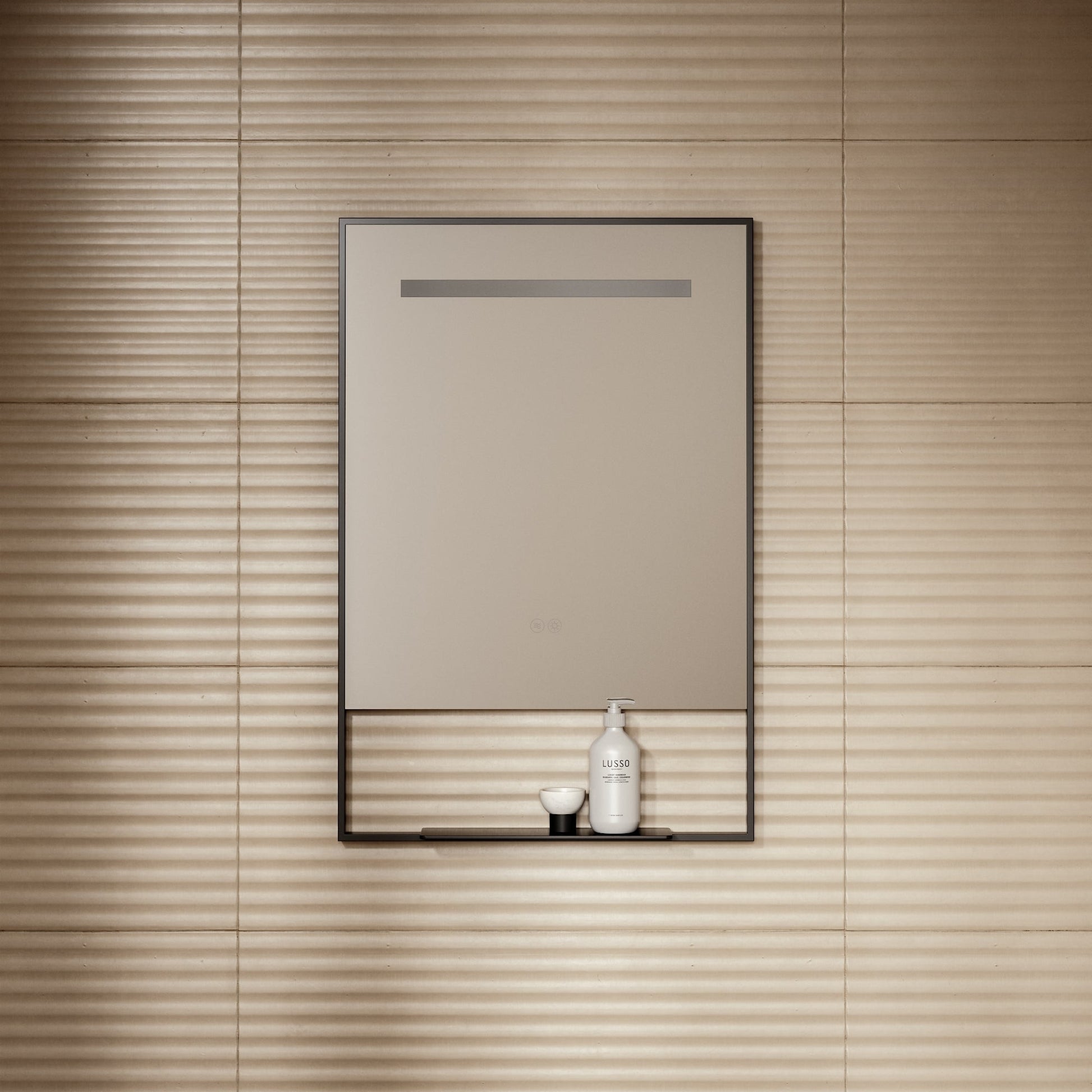 Levante Matte Black Mirror With Natural White LED light and Demister 600mm