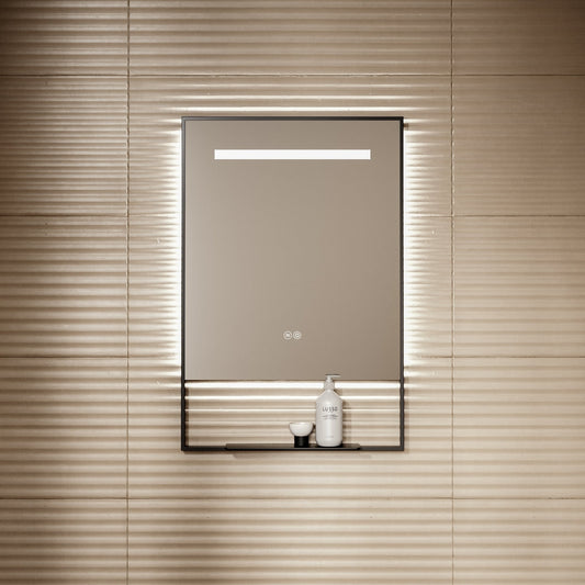 Levante Matte Black Mirror With Natural White LED light and Demister 600mm