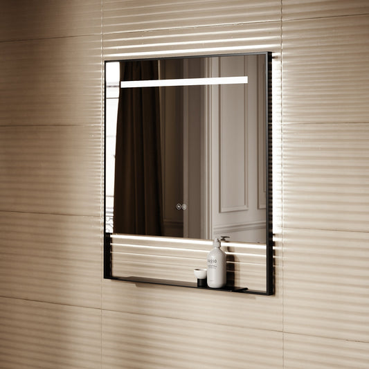 Levante Matte Black Mirror With Natural White LED light and Demister 800mm