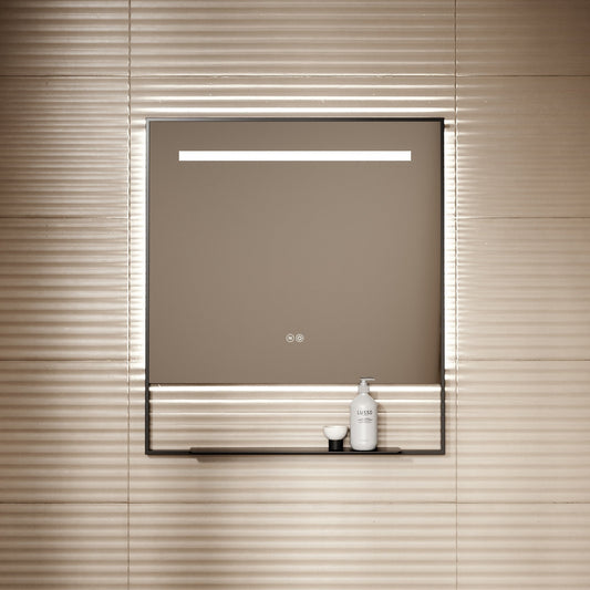 Levante Matte Black Mirror With Natural White LED light and Demister 800mm