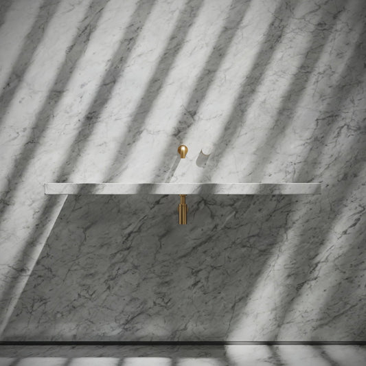 Levitare Carrara Marble Ultra Thin Wall Mounted Basin 1200mm (Centre Waste)