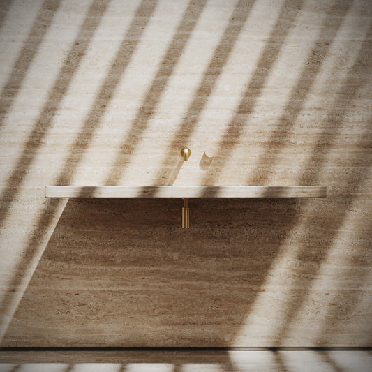 Levitare Travertine Marble Ultra Thin Wall Mounted Basin 1200mm (Centre Waste)