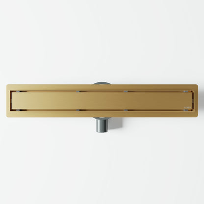 Linear Brushed Gold Tileable Wetroom Waste Kit