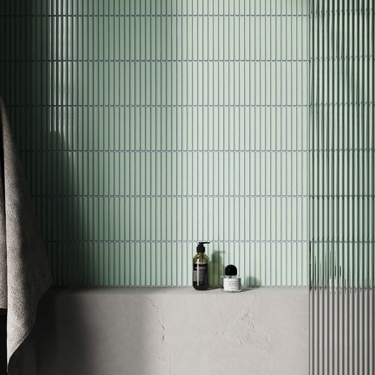 Linear Mosaic Olive Grove Green Glazed Porcelain Wall Tile