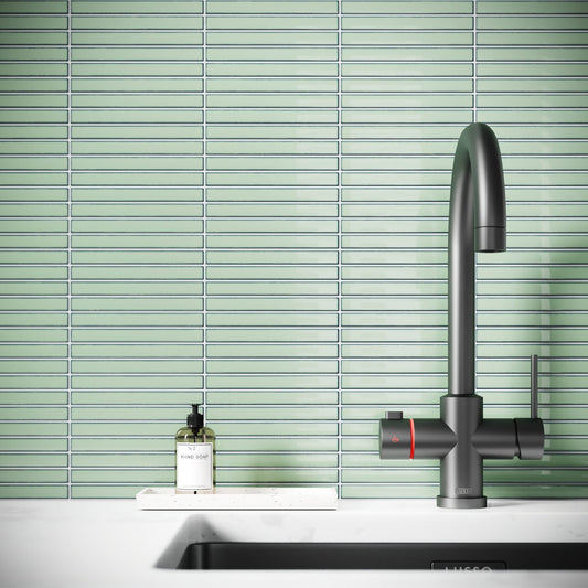 Linear Mosaic Olive Grove Green Glazed Porcelain Wall Tile