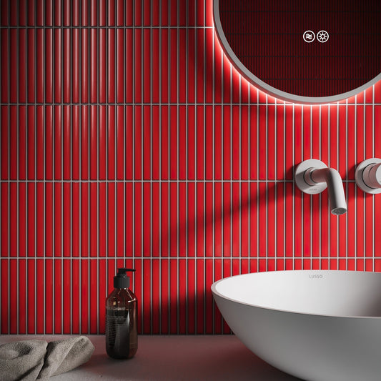 Linear Mosaic Ruby Spark Red Glazed Porcelain Wall Tile