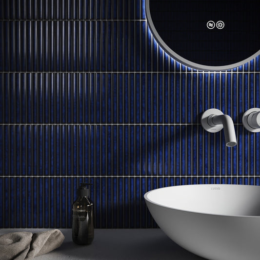 Linear Mosaic Sapphire Glow Blue Glazed Porcelain Wall Tile