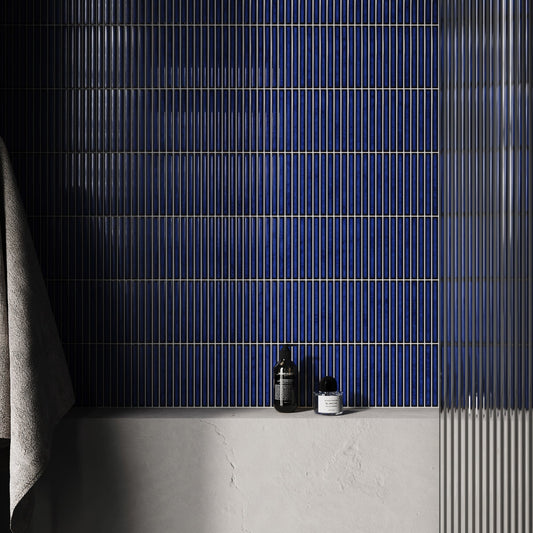 Linear Mosaic Sapphire Glow Blue Glazed Porcelain Wall Tile