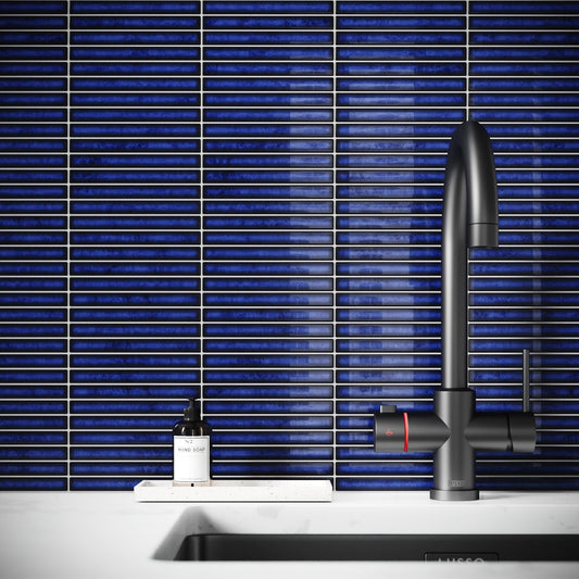 Linear Mosaic Sapphire Glow Blue Glazed Porcelain Wall Tile