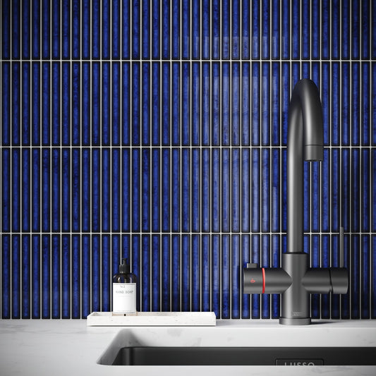 Linear Mosaic Sapphire Glow Blue Glazed Porcelain Wall Tile