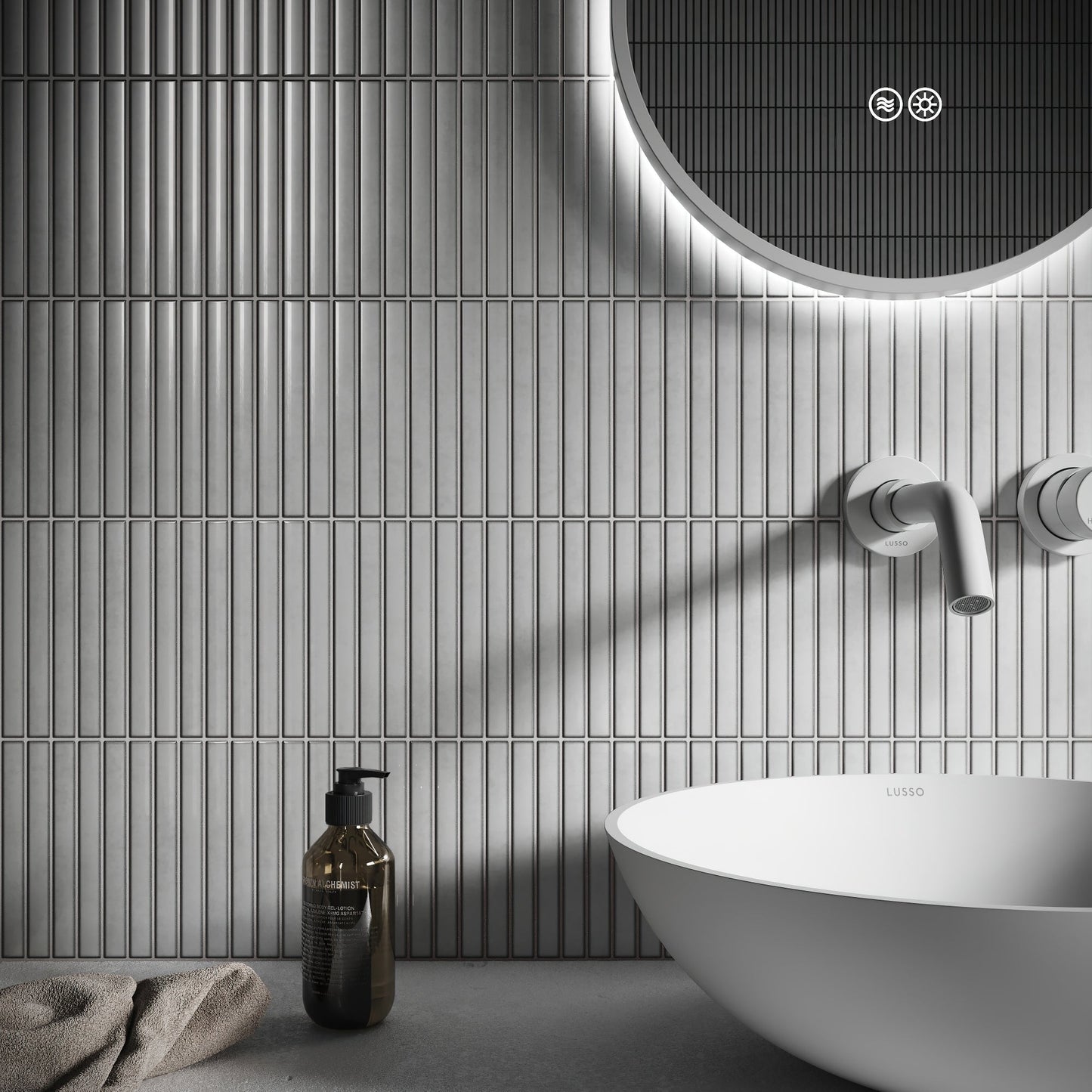 Linear Mosaic Soft Feather Grey Glazed Porcelain Wall Tile