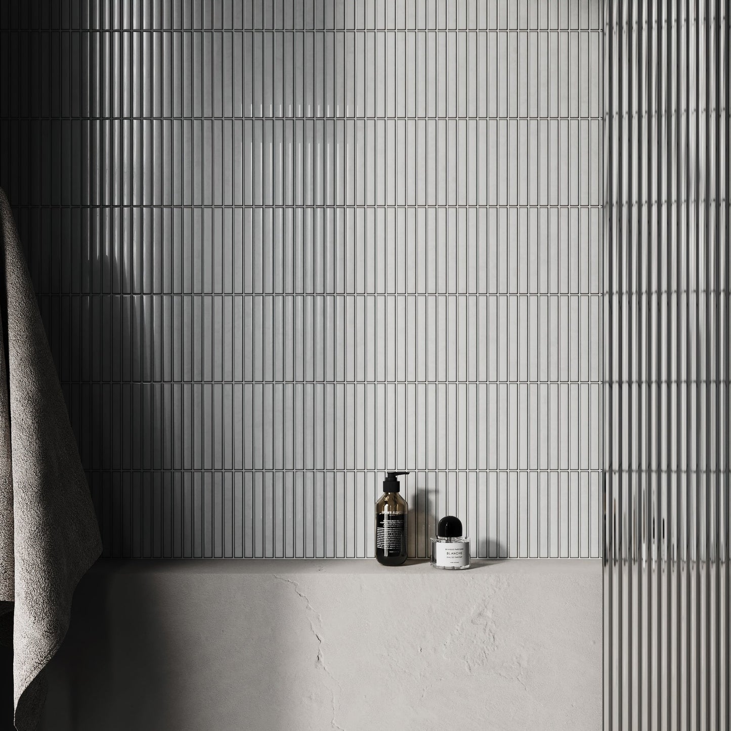 Linear Mosaic Soft Feather Grey Glazed Porcelain Wall Tile
