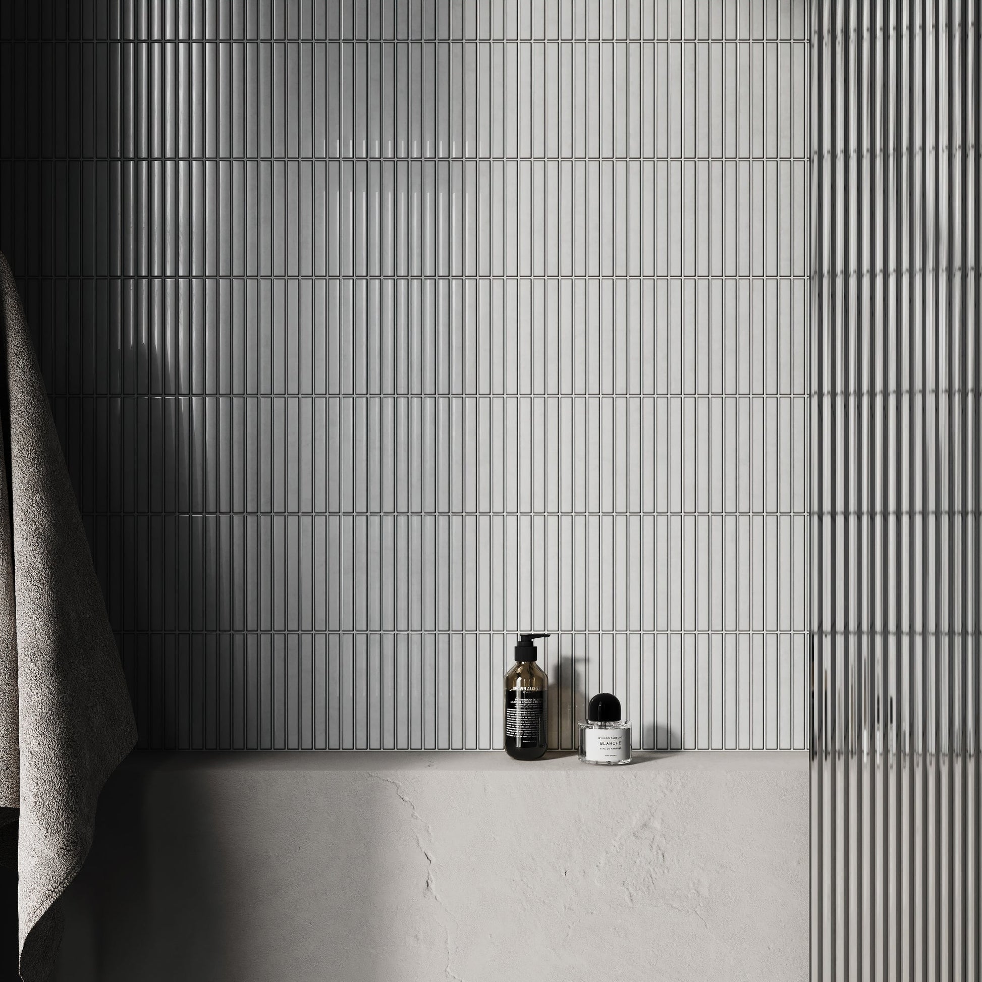 Linear Mosaic Soft Feather Grey Glazed Porcelain Wall Tile