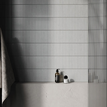 Linear Mosaic Soft Feather Grey Glazed Porcelain Wall Tile