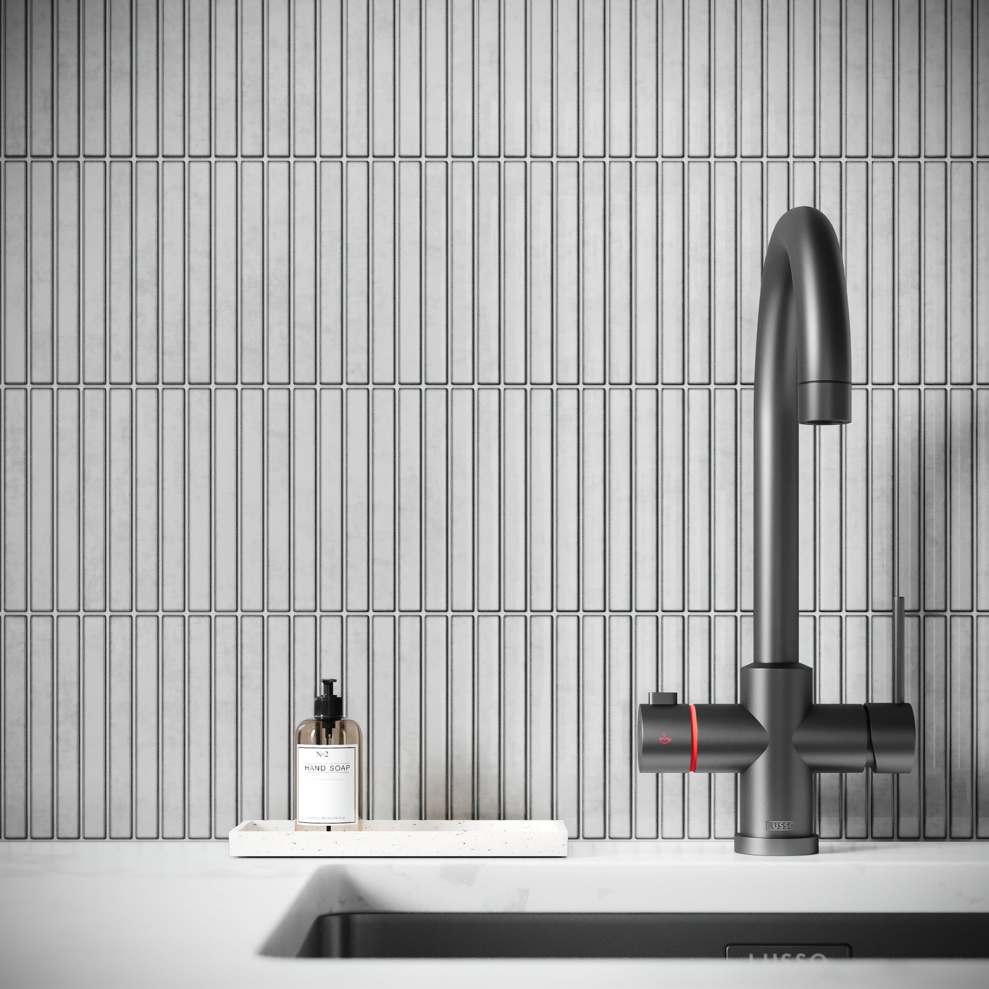 Linear Mosaic Soft Feather Grey Glazed Porcelain Wall Tile