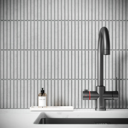 Linear Mosaic Soft Feather Grey Glazed Porcelain Wall Tile