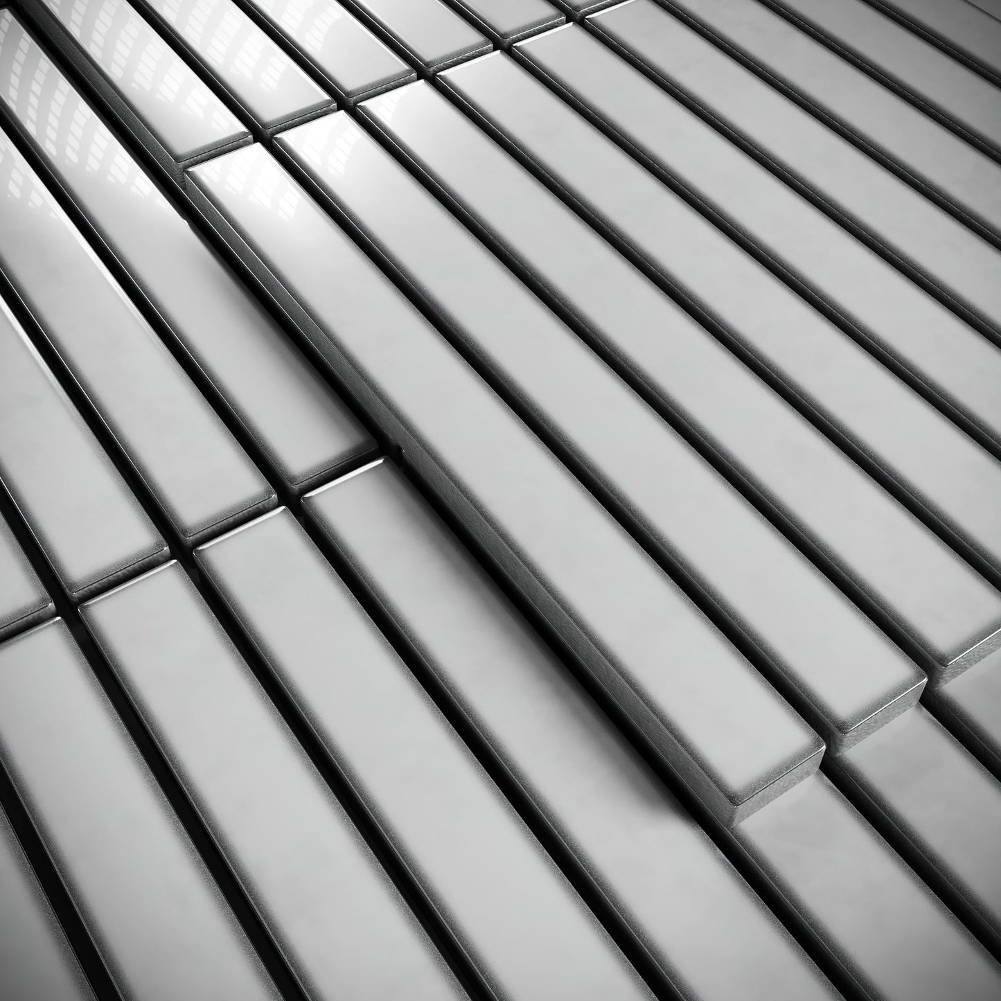 Linear Mosaic Soft Feather Grey Glazed Porcelain Wall Tile