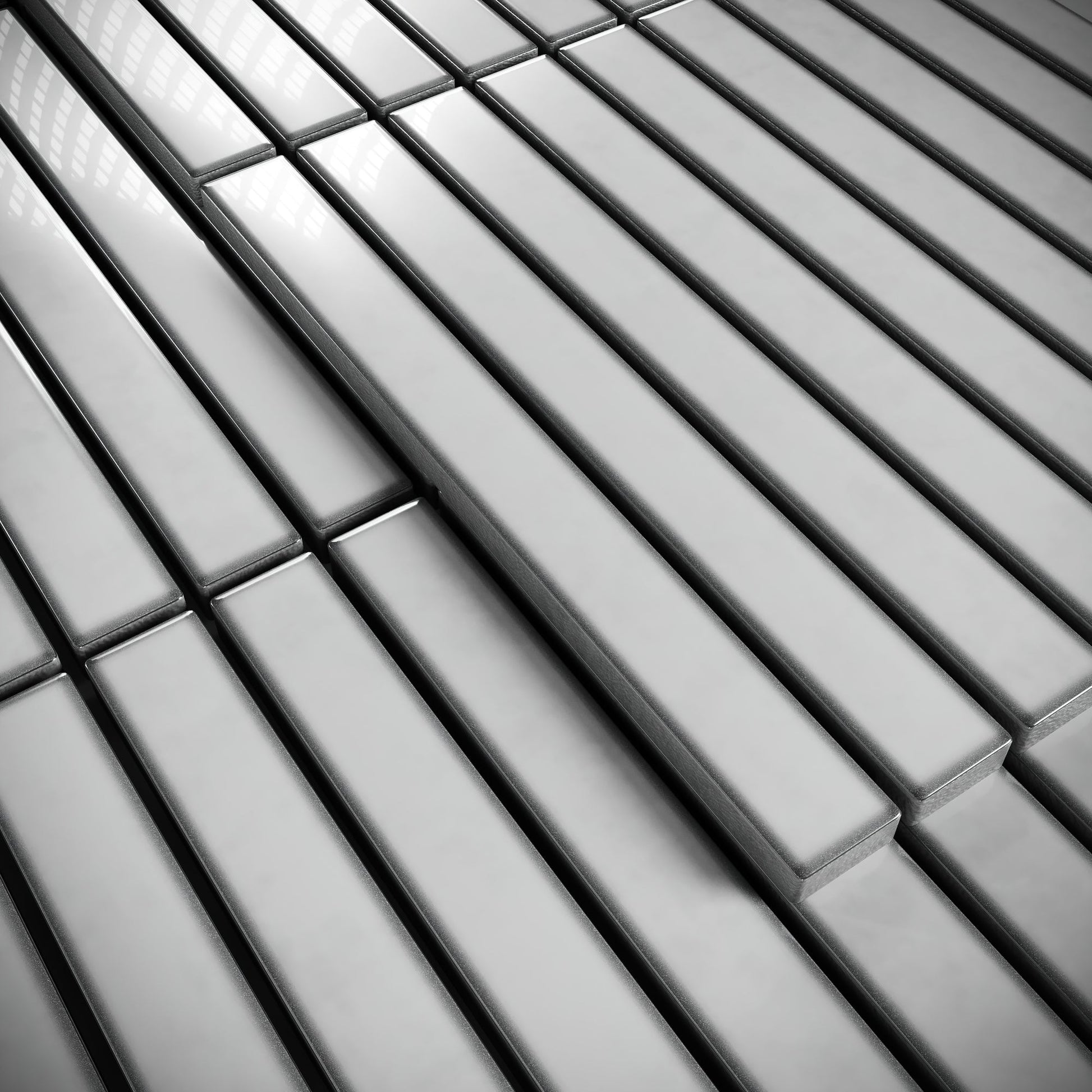 Linear Mosaic Soft Feather Grey Glazed Porcelain Wall Tile