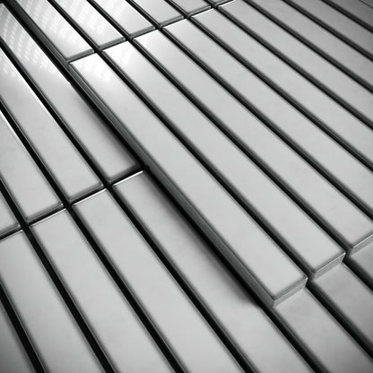 Linear Mosaic Soft Feather Grey Glazed Porcelain Wall Tile