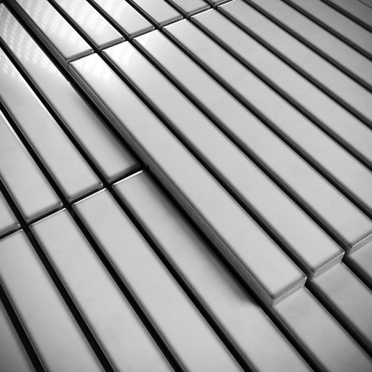 Linear Mosaic Soft Feather Grey Glazed Porcelain Wall Tile