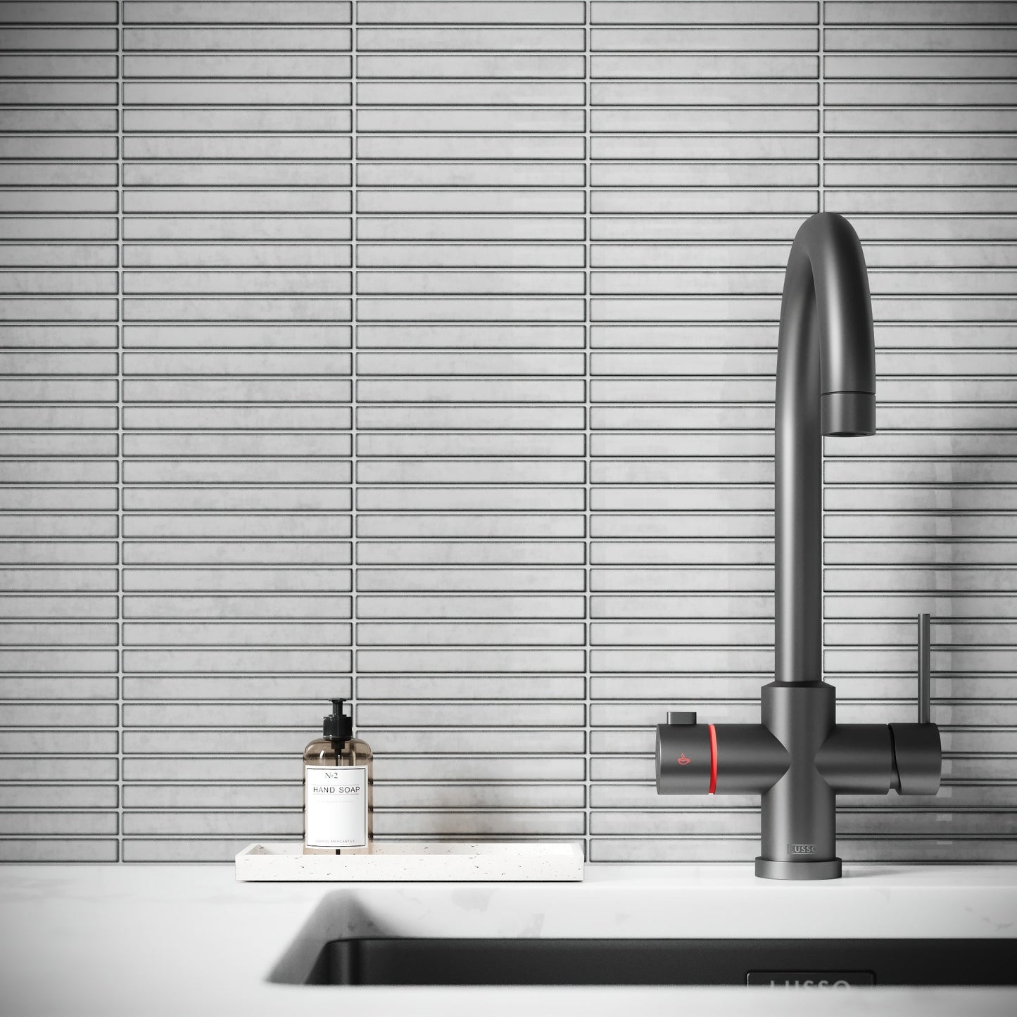 Linear Mosaic Soft Feather Grey Glazed Porcelain Wall Tile