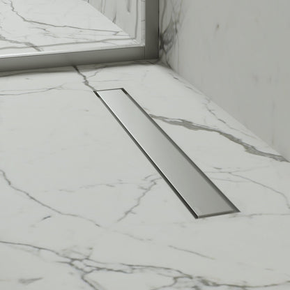 Linear Wet Room Walk in Shower Tray Kit + Tanking Kit + Brushed Stainless Waste Kit