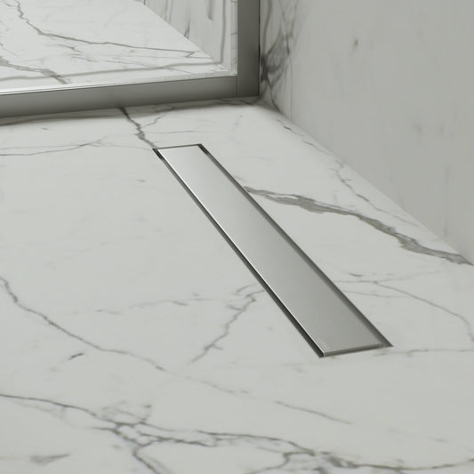 Linear Wet Room Walk in Shower Tray Kit + Tanking Kit + Brushed Stainless Waste Kit