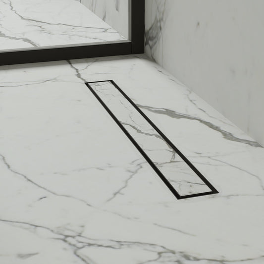 Linear Wet Room Walk in Shower Tray Kit + Tanking Kit + Matte Black Waste Kit