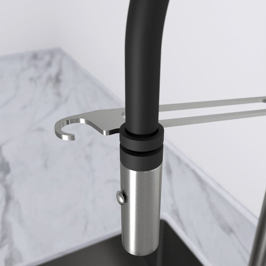 Livello Brushed Stainless Pull Out Kitchen Mixer Tap