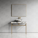 Lomazzo Arabescato Marble Countertop Brushed Gold Vanity Unit 1000mm
