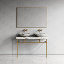 Lomazzo Arabescato Marble Countertop Brushed Gold Vanity Unit 1200mm