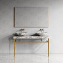Lomazzo Arabescato Marble Countertop Brushed Gold Vanity Unit 1400mm