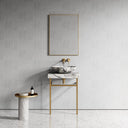 Lomazzo Arabescato Marble Countertop Brushed Gold Vanity Unit 600mm