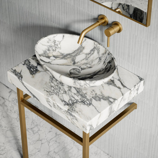 Lomazzo Arabescato Marble Countertop Vanity Unit 600mm