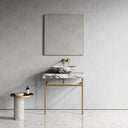 Lomazzo Arabescato Marble Countertop Brushed Gold Vanity Unit 800mm